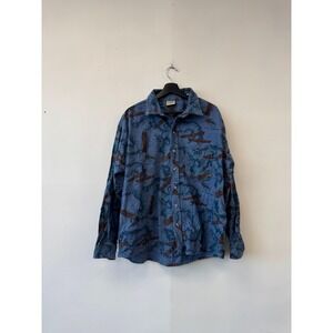 Vintage FiveBrother Shirt Mens 2XL Blue Canoe Map‎ Graphic Flannel Button Front